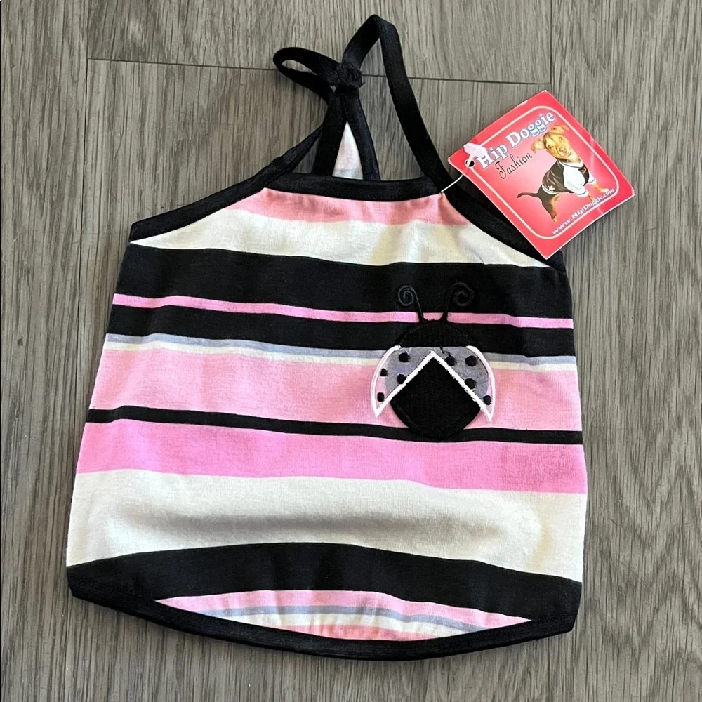 Doggy Striped Ladybug Bag - Pink and Black